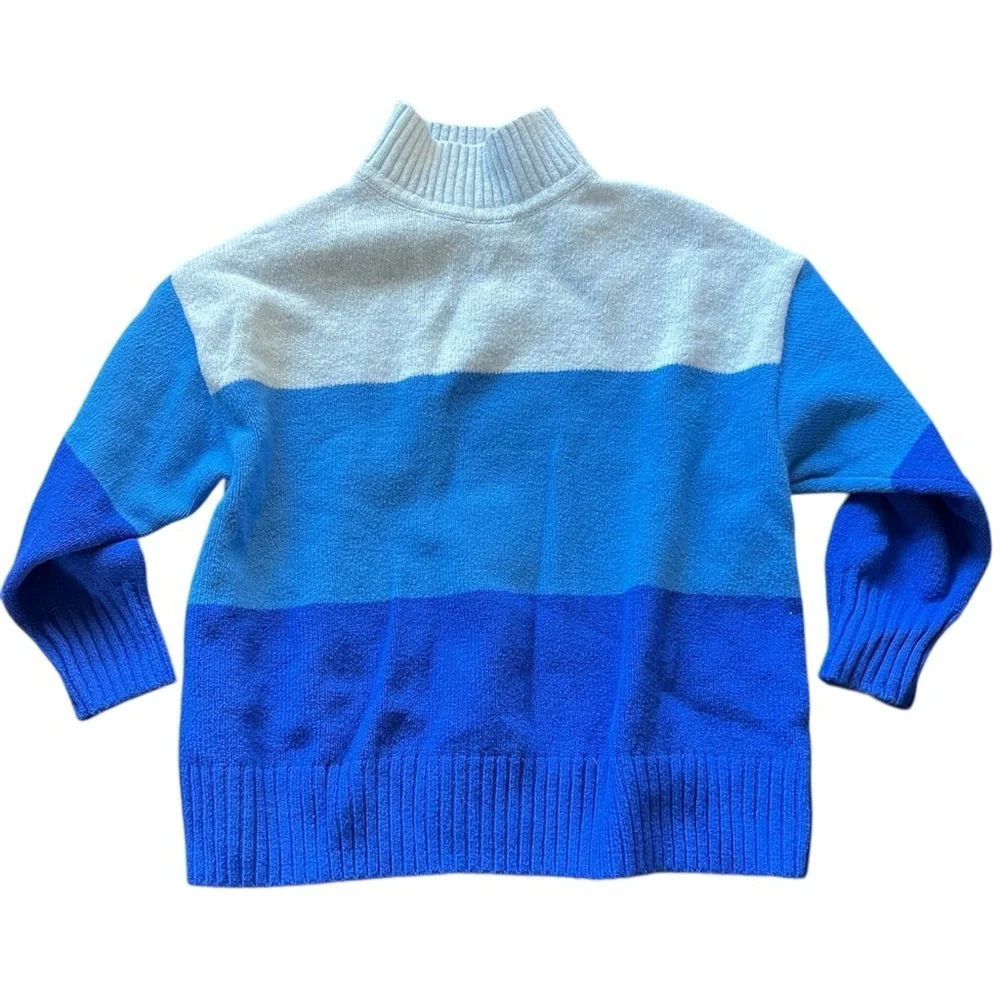 Gap Kids CashSoft Blue Stripe Turtleneck Sweater Girls Size Small
